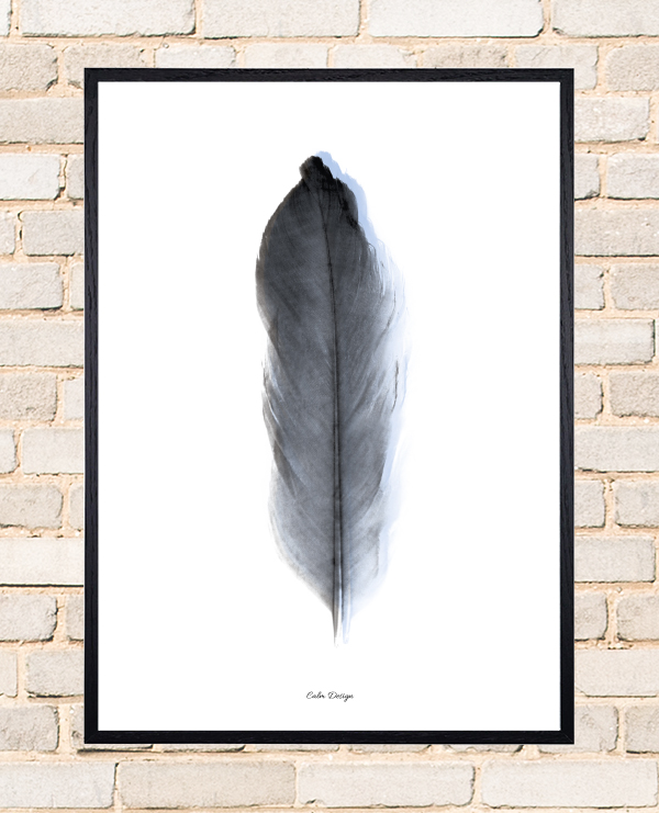 Calm Design Plakat - Feather - sort/blå - A3