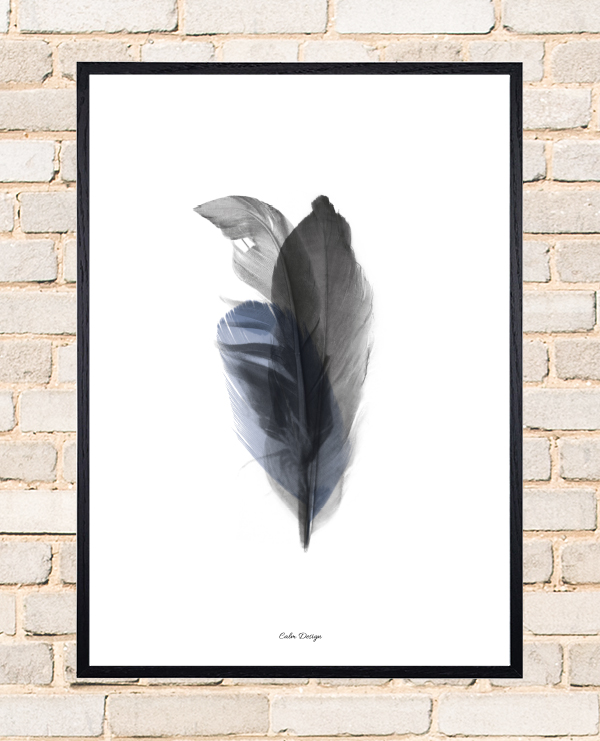 Calm Design Plakat - Feather Bouquet - sort/blå - A3