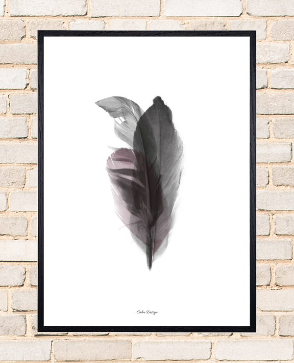 Calm Design Plakat - Feather Bouquet - sort/rosa - A3