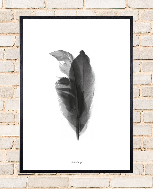 Calm Design Plakat - Feather Bouquet - sort/hvid - A3